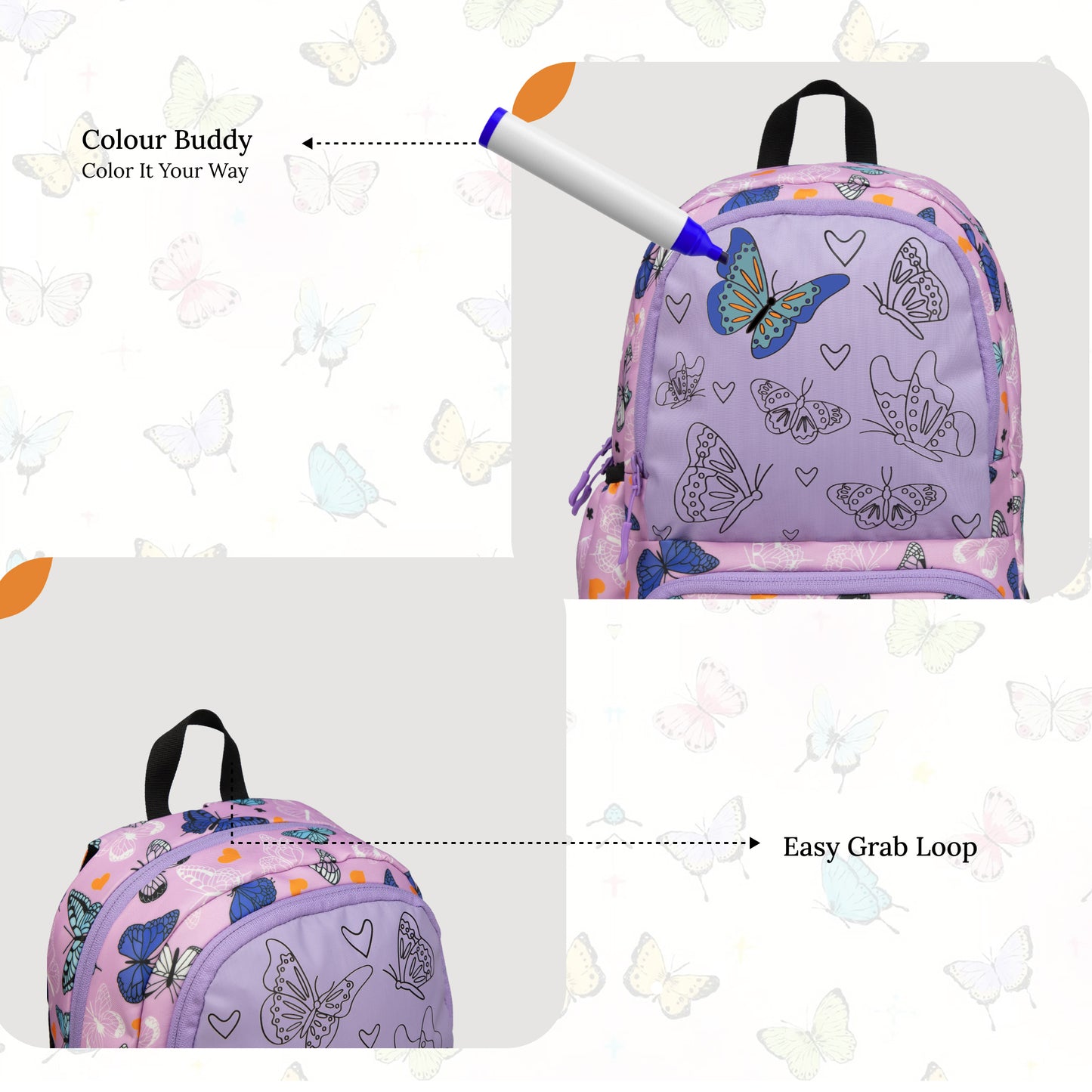 Colour Buddy 12L Lavender Butterfly Backpack