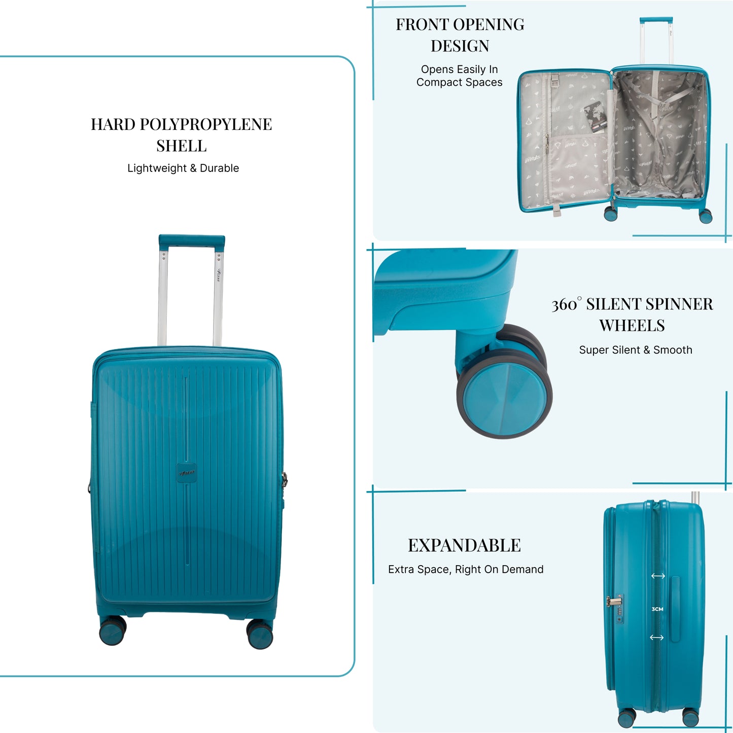 F Gear Myton Small Front Opening Cyan Blue Cabin Strolley