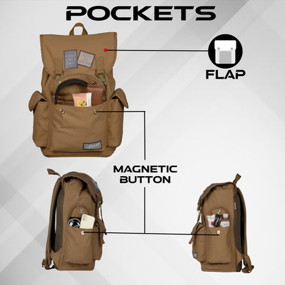 Webster Khaki Canvas 21L Backpack