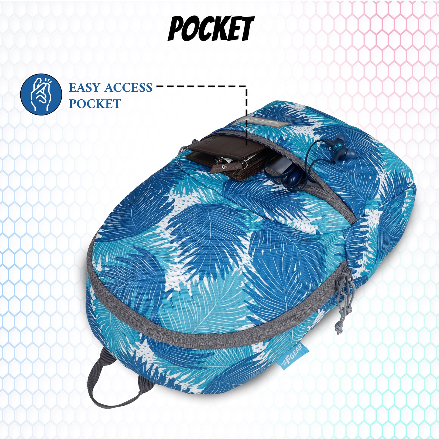 Ferris 7 L Ferns Aqua  Navy Blue Backpack