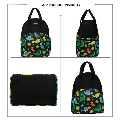 Comida 11L Black Colourful Dino Lunch Bag