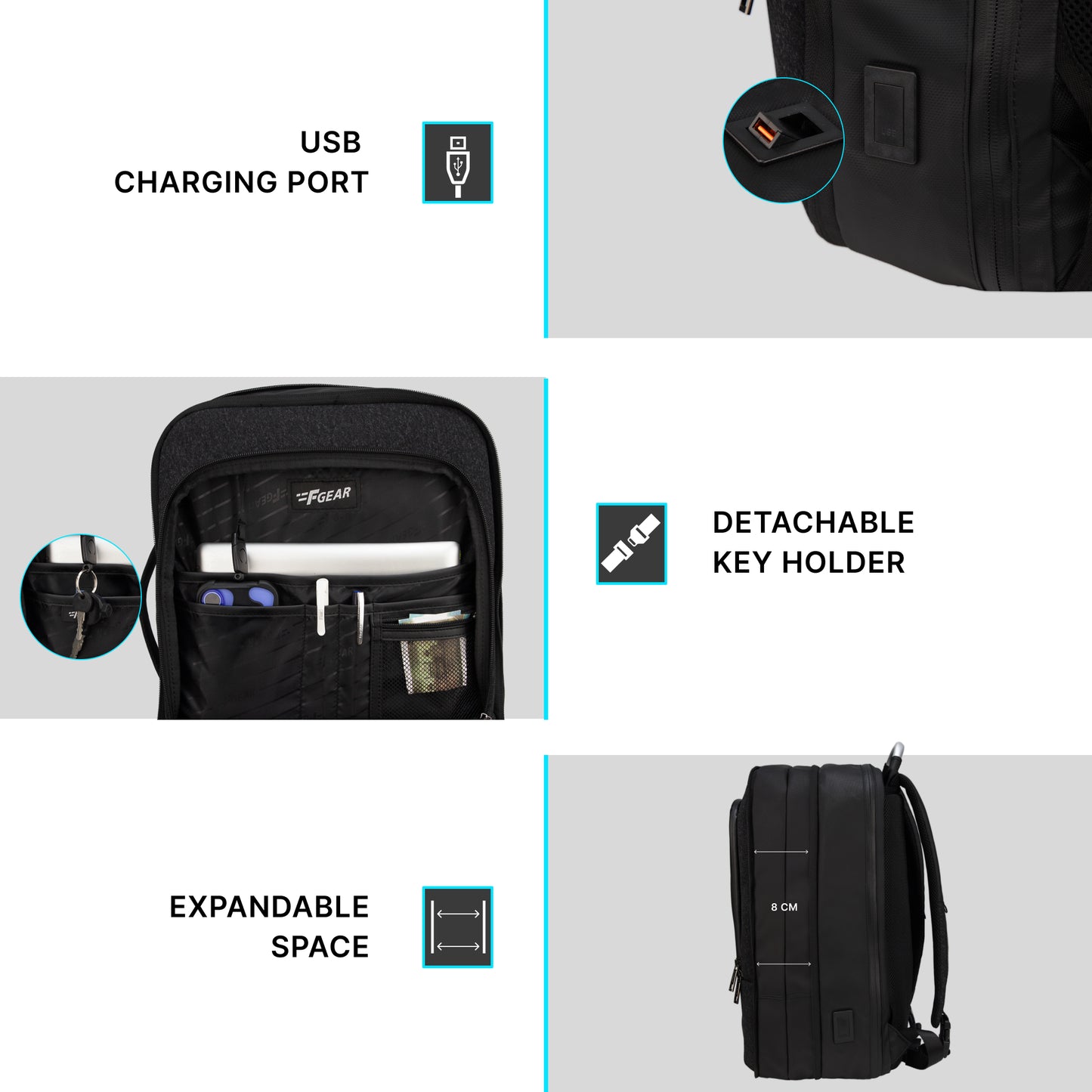 Lucerne 41L Black Tech Laptop Backpack