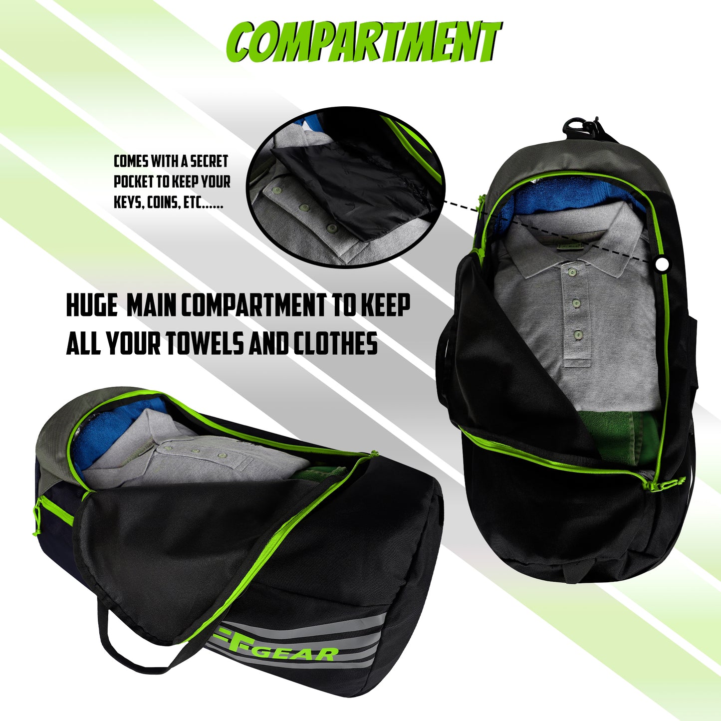 Explory V2 55L Blk Navy Green Duffel Travel Duffle