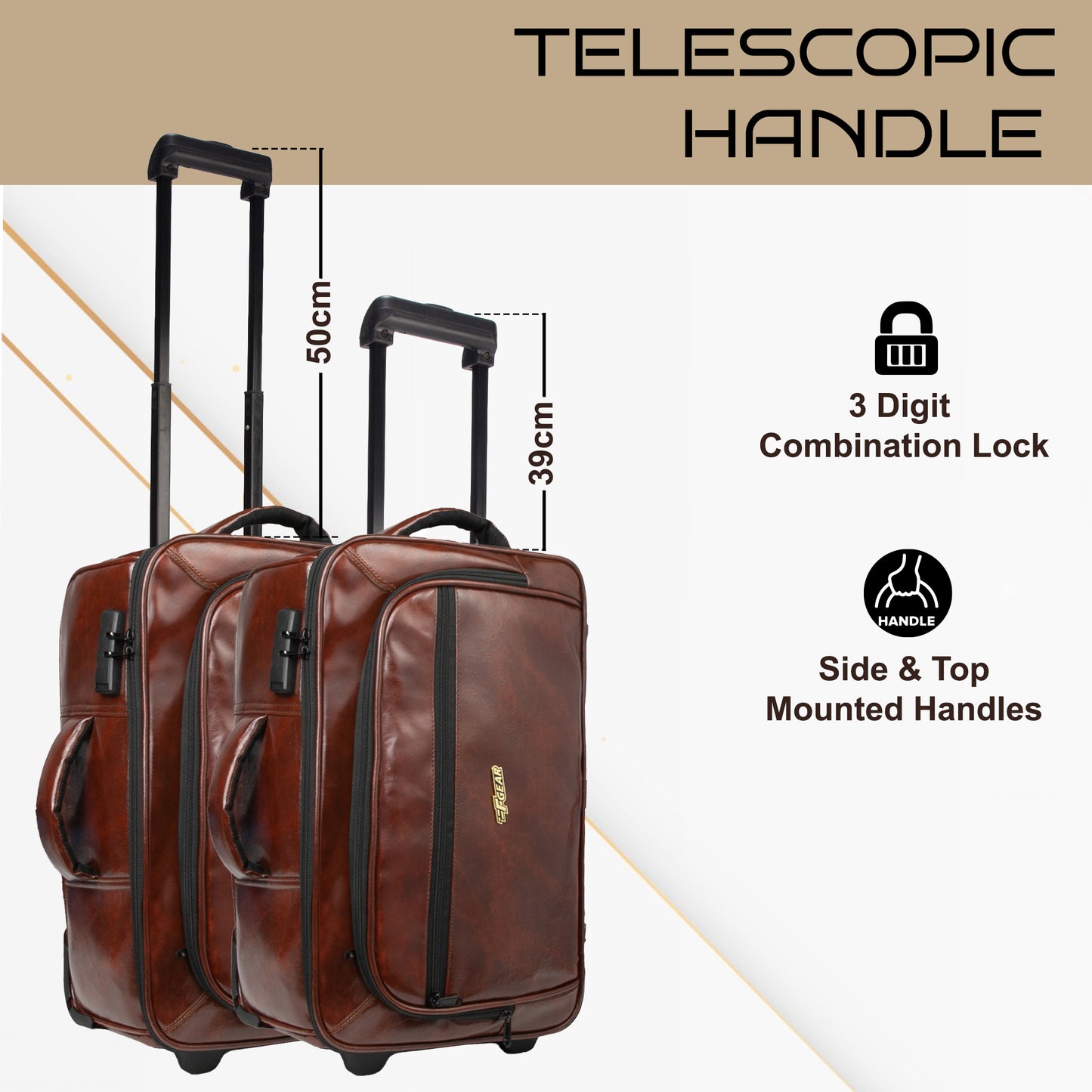 Marshal 22L Walnut Brown Art Leather Overnighter Pilot Laptop strolley