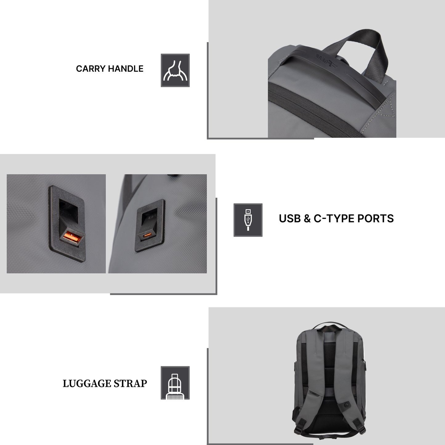 Bellagio 20L Grey Laptop Backpack