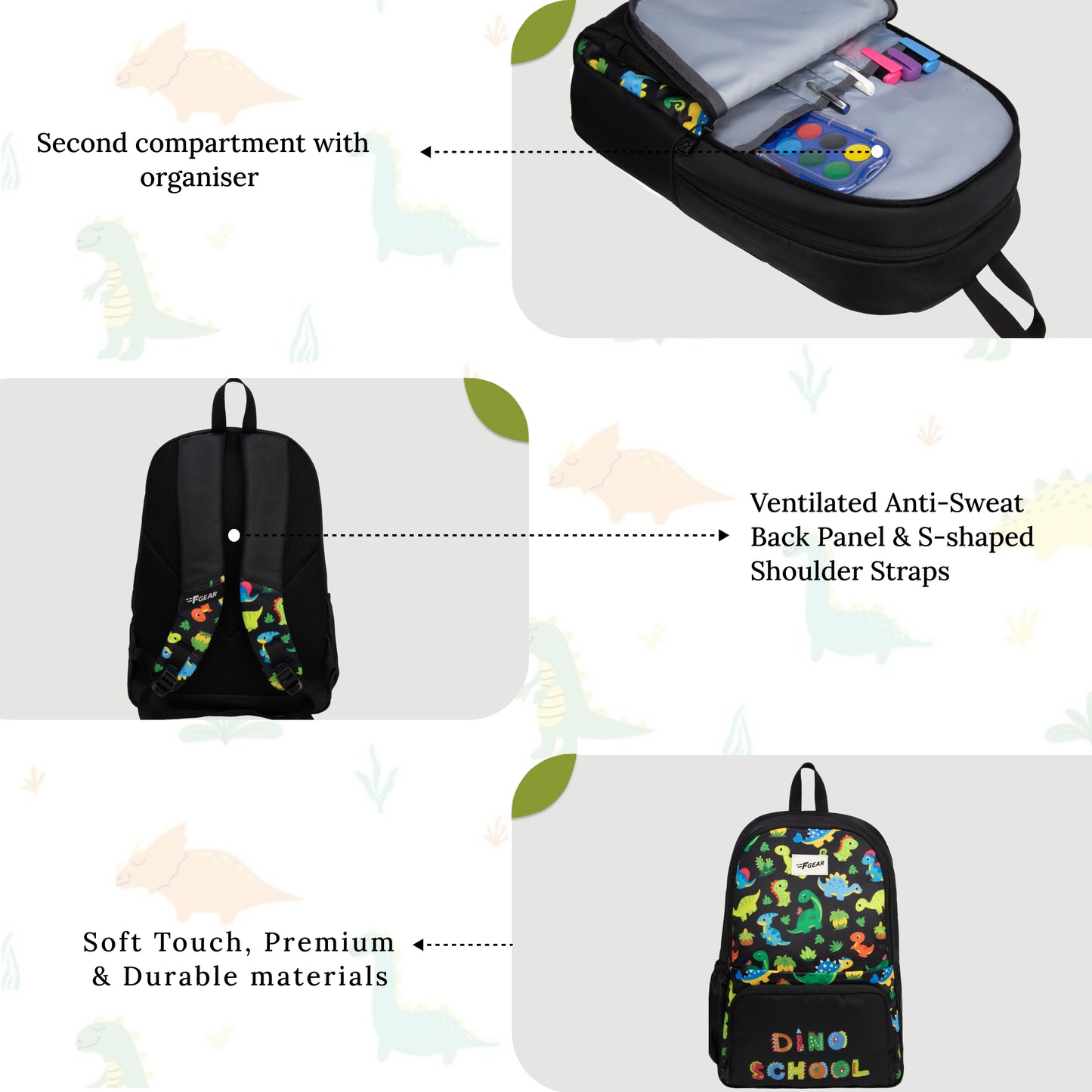 Playcraft 19L Dino BlackBackpack Backpack
