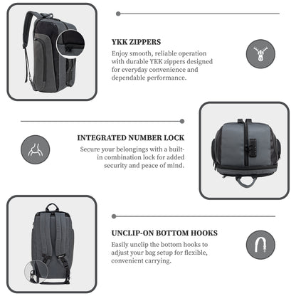 Thunder 37L Grey Convertible Backpack cum Duffel