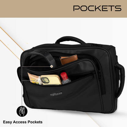 Marshal 22L Black Art Leather Overnighter Pilot Laptop Strolley