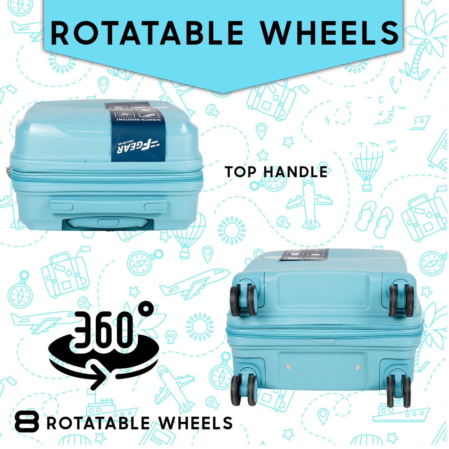 STV PP02 20" Turtle Blue Expandable Cabin (Small) Suitcase