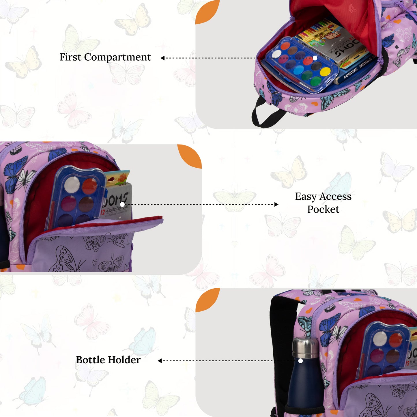 Colour Buddy 12L Lavender Butterfly Backpack