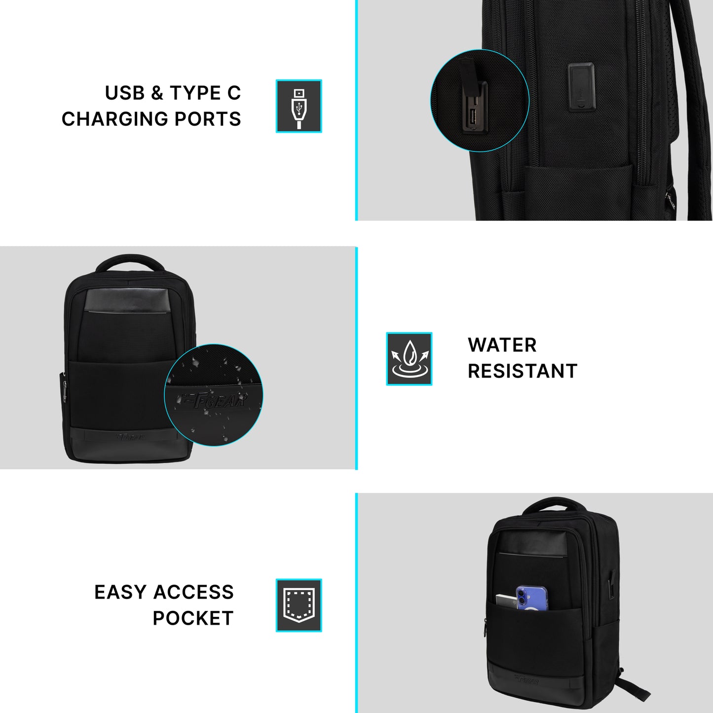 Brussels 21L Black Laptop Backpack