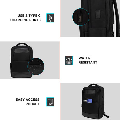 Brussels 21L Black Laptop Backpack