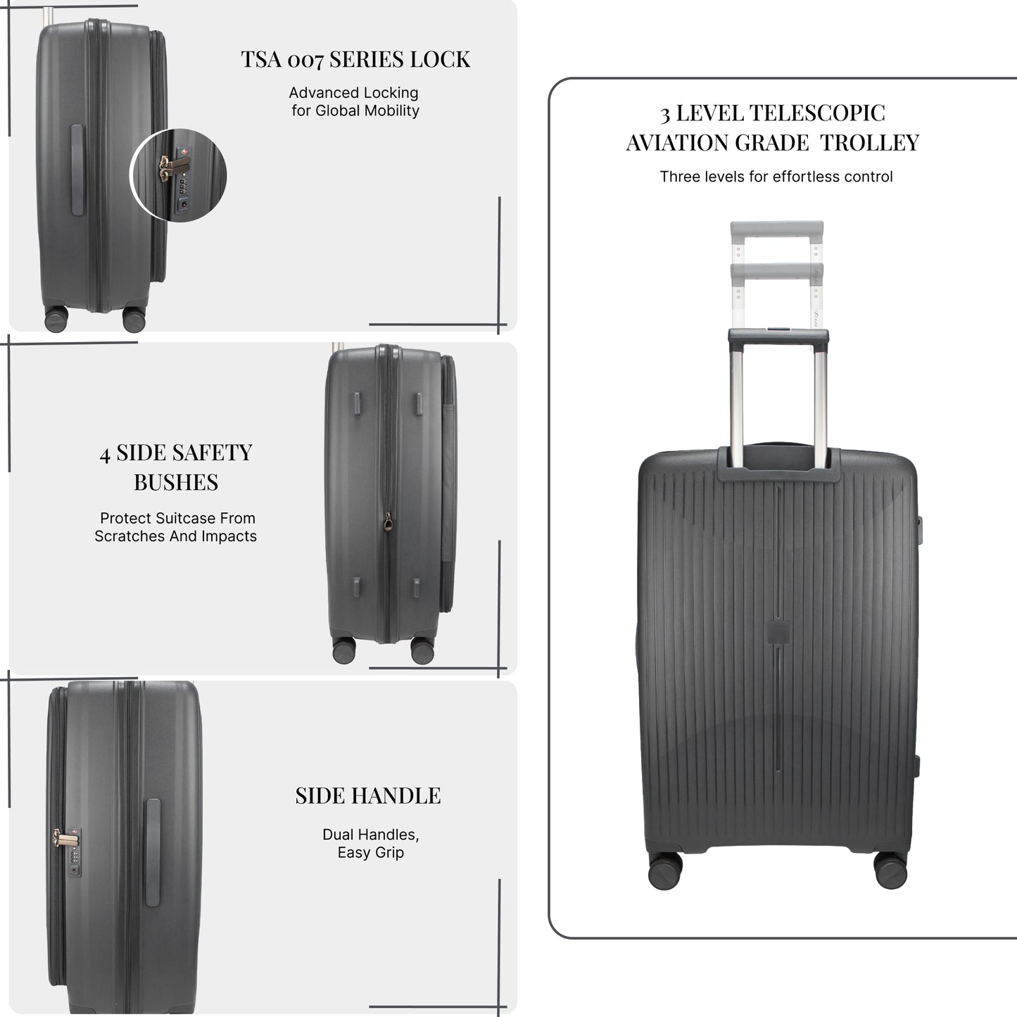 F Gear Myton Large Front Opening Dark Grey Check-in Strolley