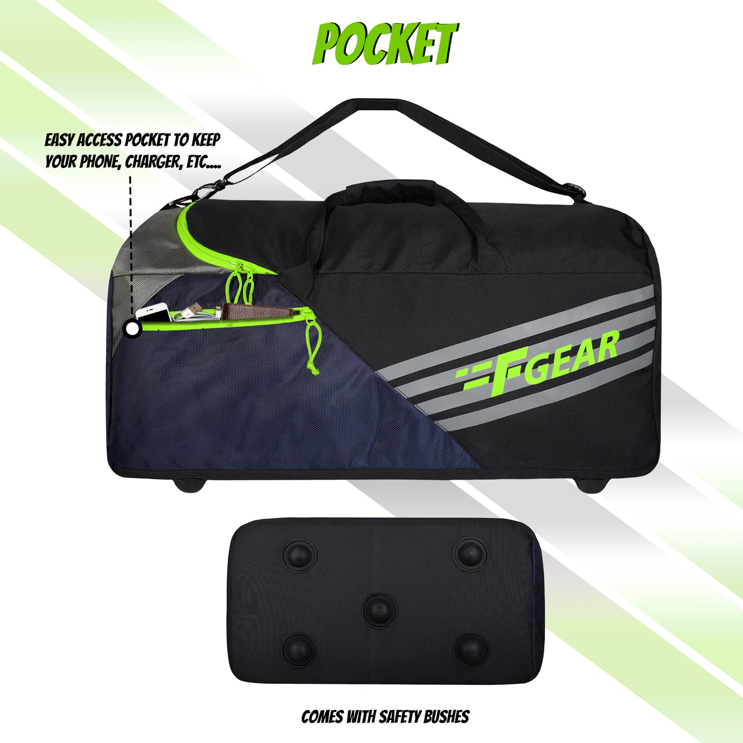 Explory V2 55L Blk Navy Green Duffel Travel Duffle