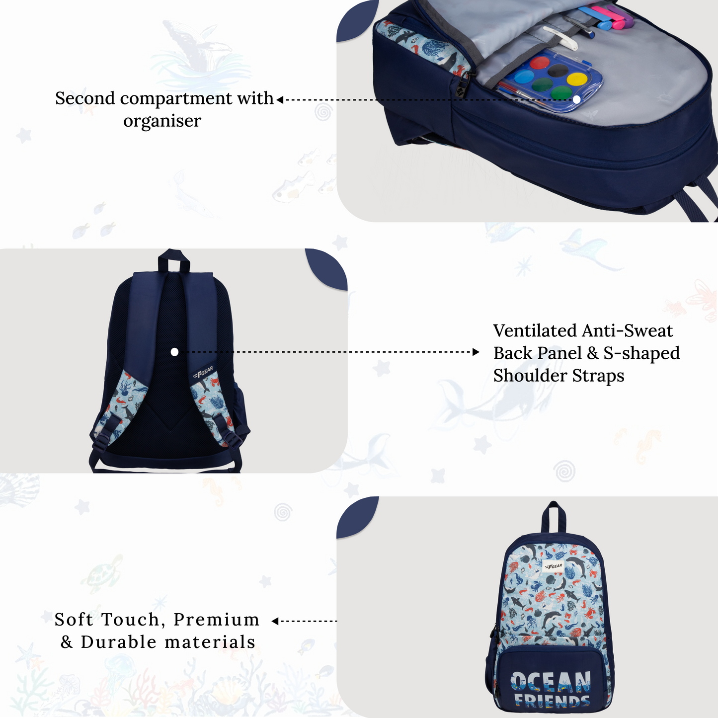 Playcraft  19L Blue Ocean Friends Backpack Backpack