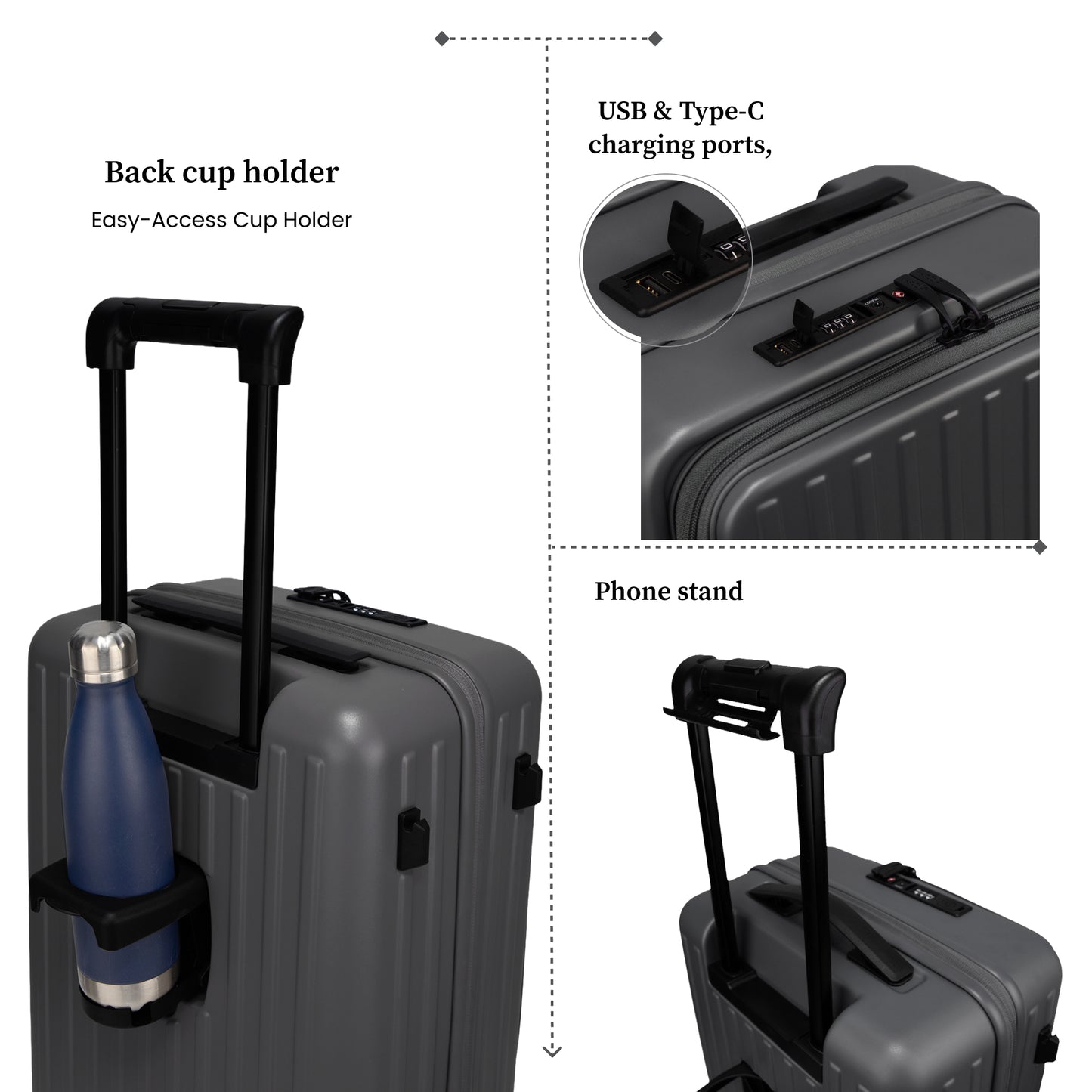 Montreal Small Cabin Pro Steel Grey 54 cms Front-Opening Strolley