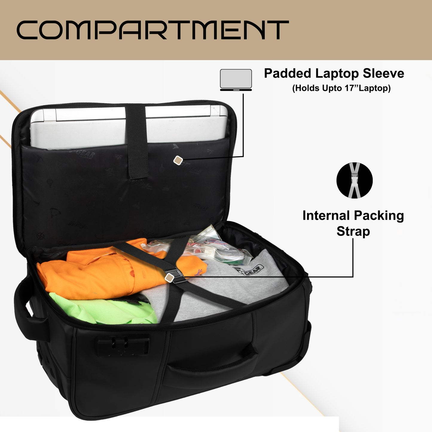 Marshal 22L Black Art Leather Overnighter Pilot Laptop Strolley