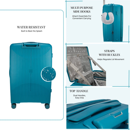 F Gear Myton Medium Front Opening Cyan Blue Check-in Strolley