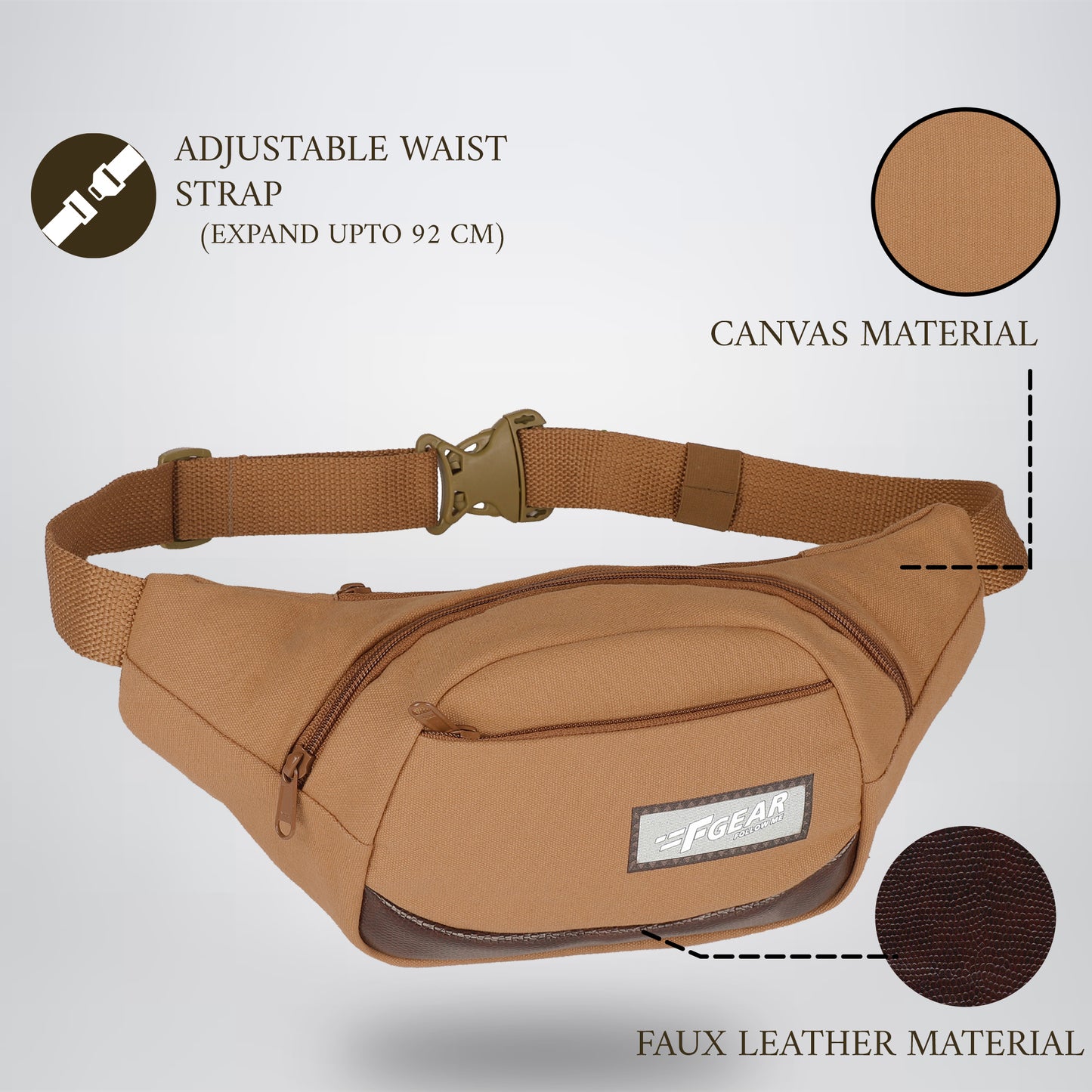 Touche Khaki Canvas 4L Waist Pouch