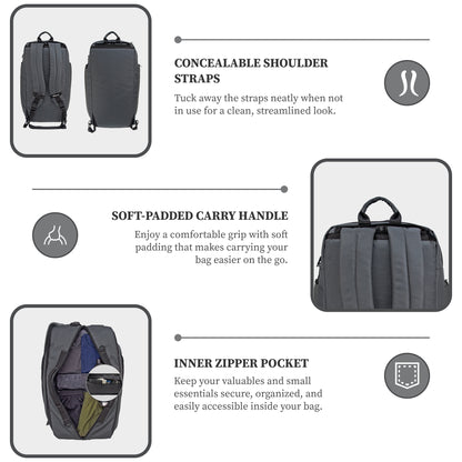 Thunder 37L Grey Convertible Backpack cum Duffel