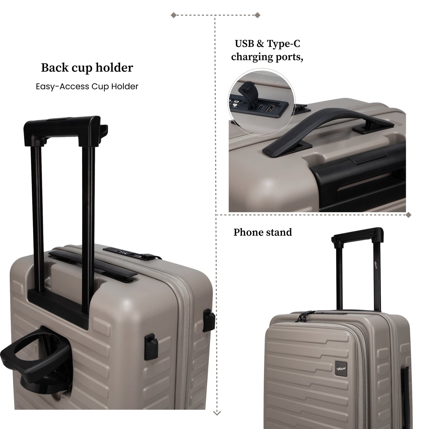 Sedona Small Cabin Pro Taupe 55 cms Front-Opening Strolley