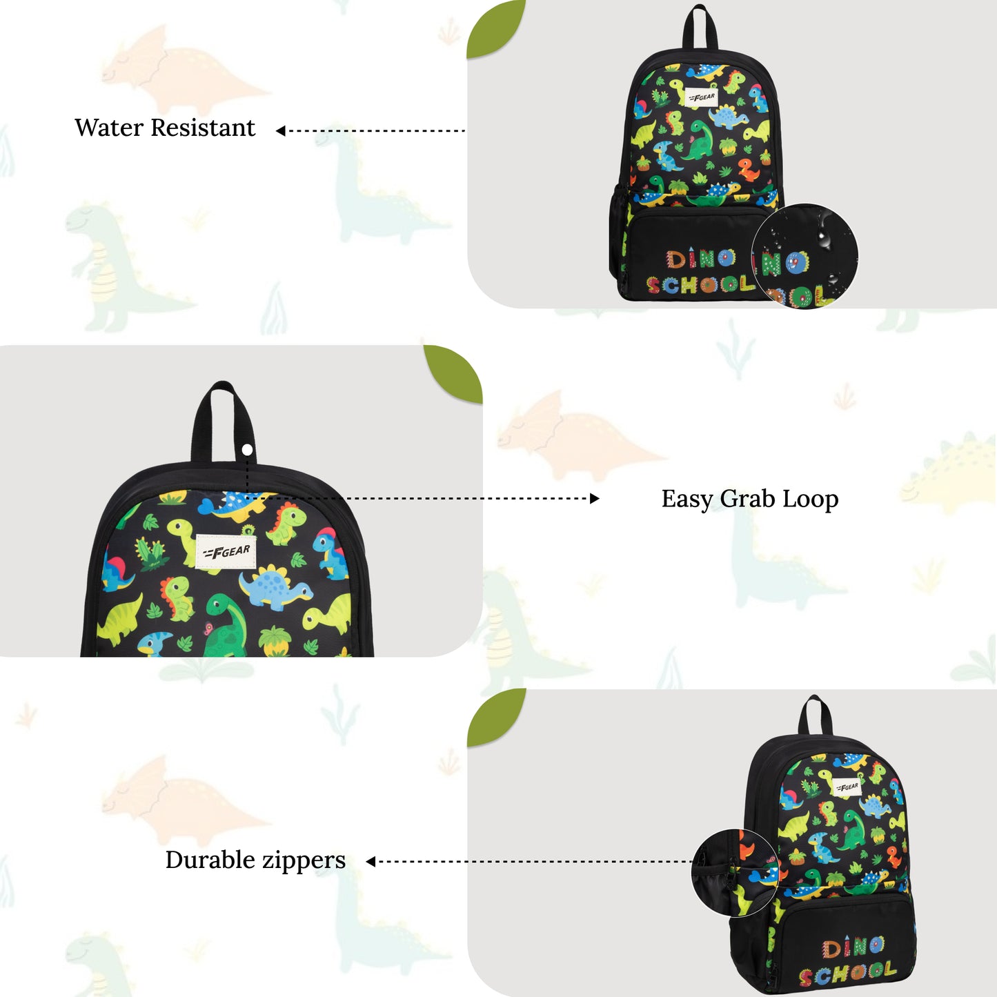Playcraft 19L Dino BlackBackpack Backpack