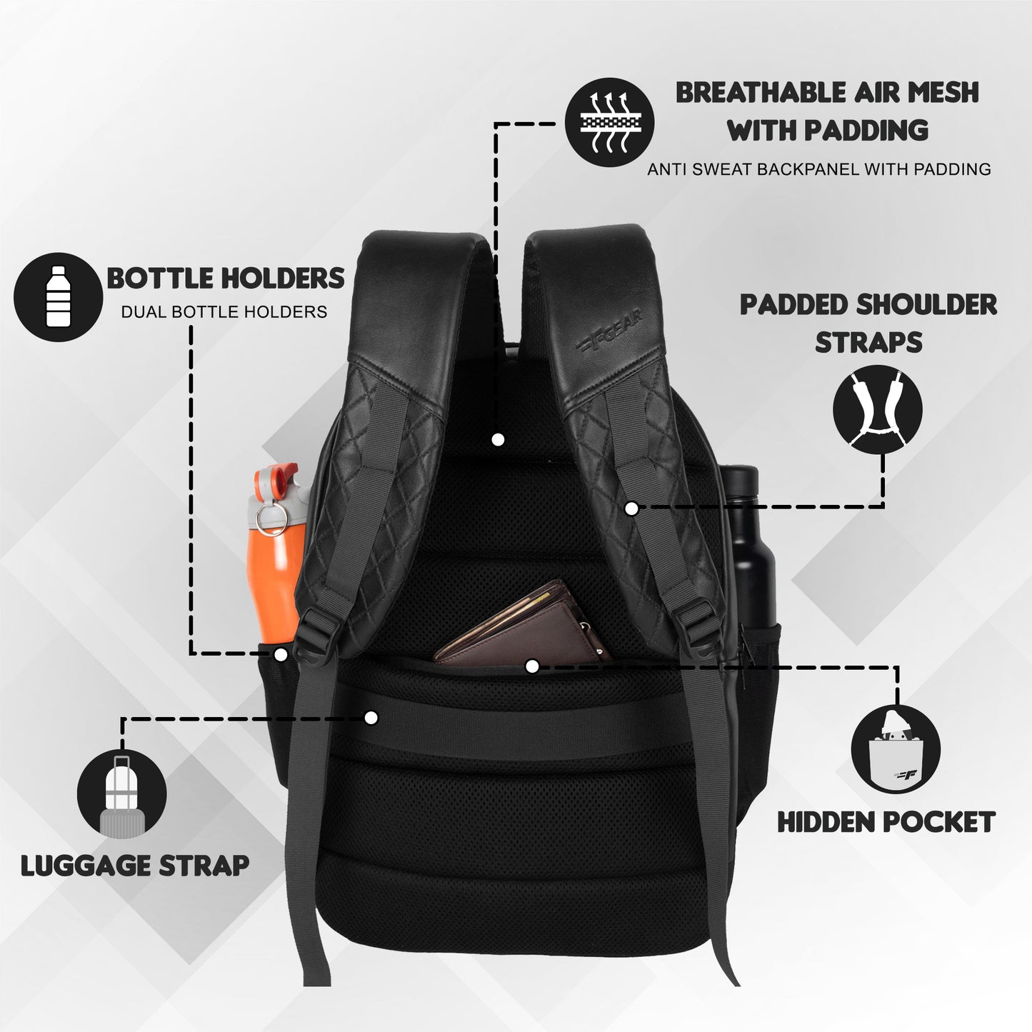 Luxur V2 27L Black Laptop Backpack with Raincover