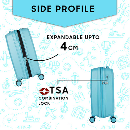 STV PP02 20" Turtle Blue Expandable Cabin (Small) Suitcase