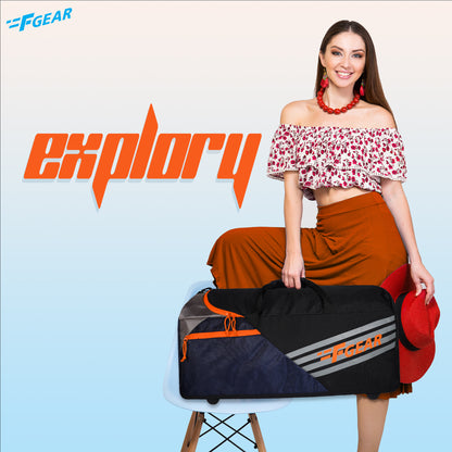 Explory V2 55L Blk Navy Orange Duffel Travel Duffle