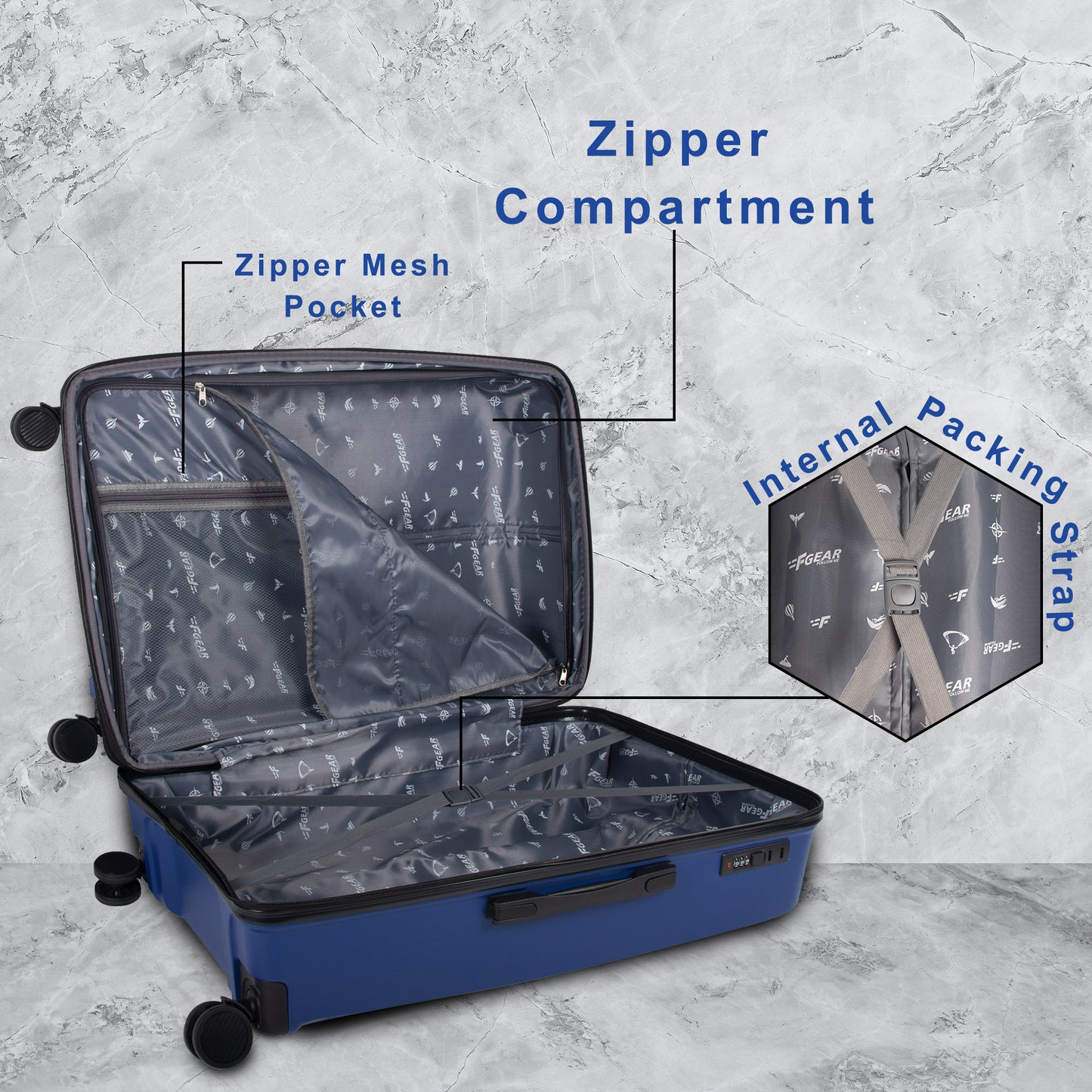 STV PP03 28" Light Blue Expandable Large Check-in Suitcase
