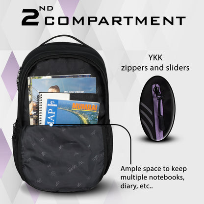 Sarcy 36L Black Backpack with Raincover