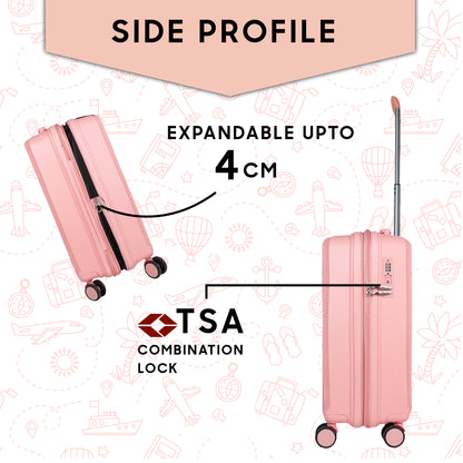 STV PP02 20" Peach Expandable Cabin (Small) Suitcase