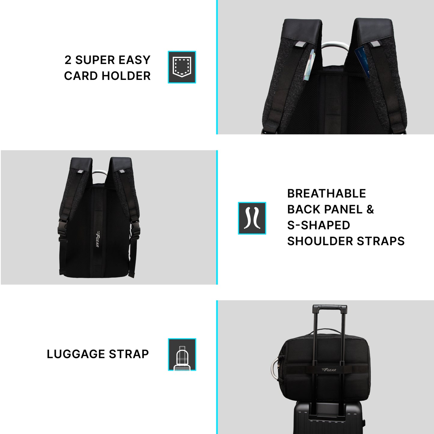 Lucerne 41L Black Tech Laptop Backpack