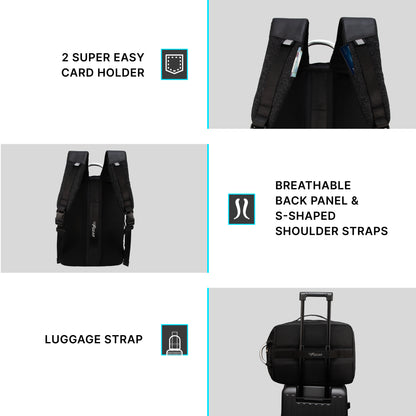 Lucerne 41L Black Tech Laptop Backpack