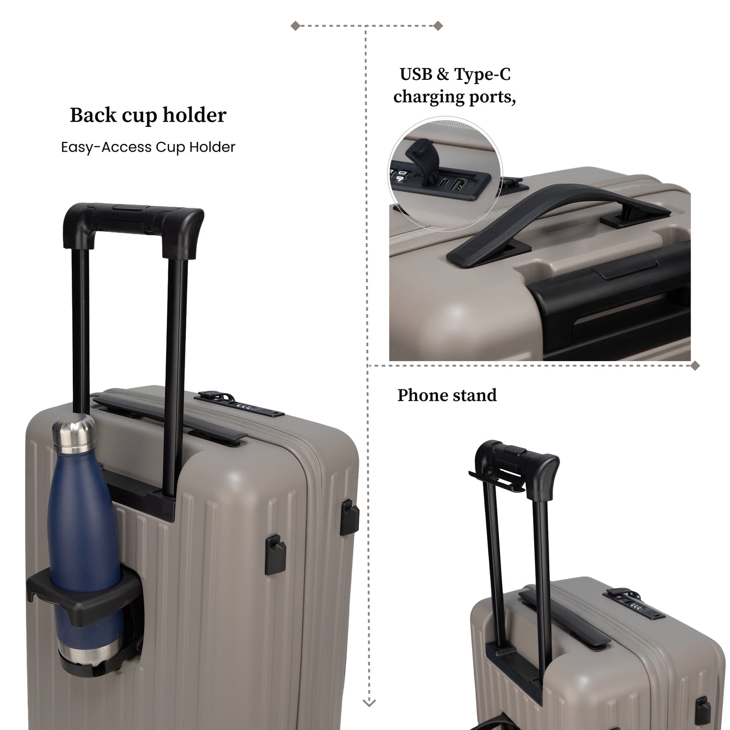 Montreal Small Cabin Pro Taupe 54 cms Front-Opening Strolley