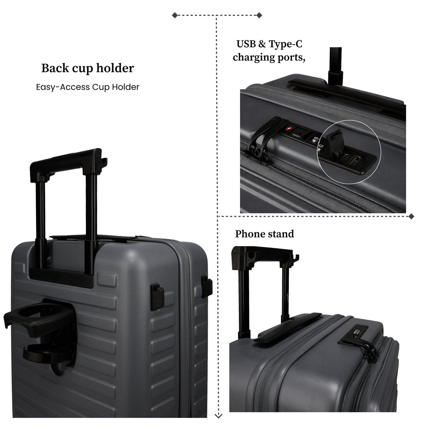 Sedona Small Cabin Pro Steel Grey 55 cms Front-Opening Strolley