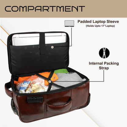 Marshal 22L Walnut Brown Art Leather Overnighter Pilot Laptop strolley