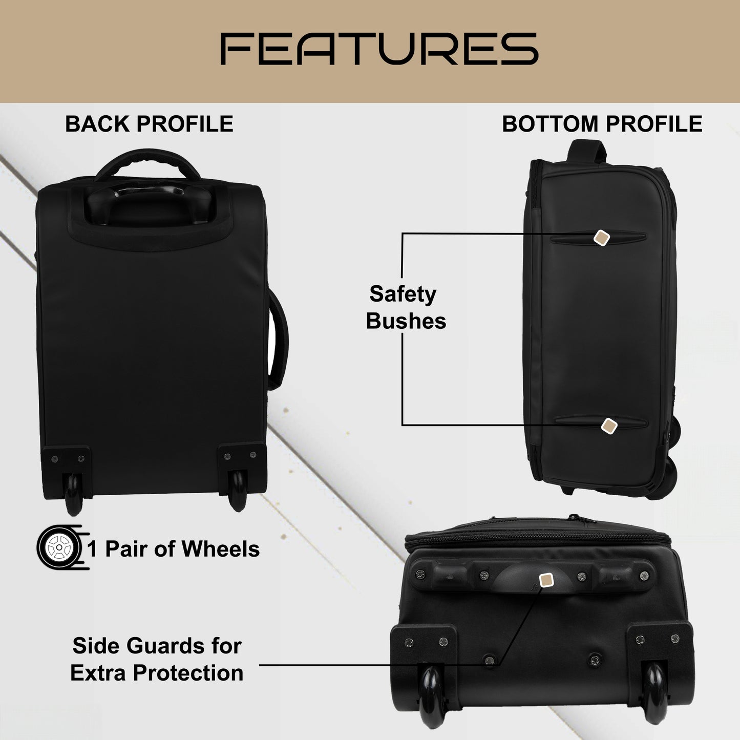 Marshal 22L Black Art Leather Overnighter Pilot Laptop Strolley