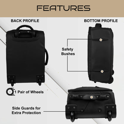 Marshal 22L Black Art Leather Overnighter Pilot Laptop Strolley