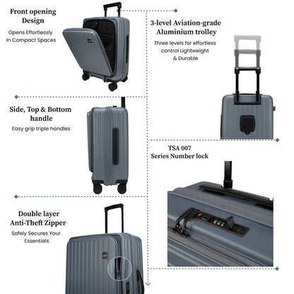 Montreal Small Cabin Pro Stone Blue 54 cms Front-Opening Strolley