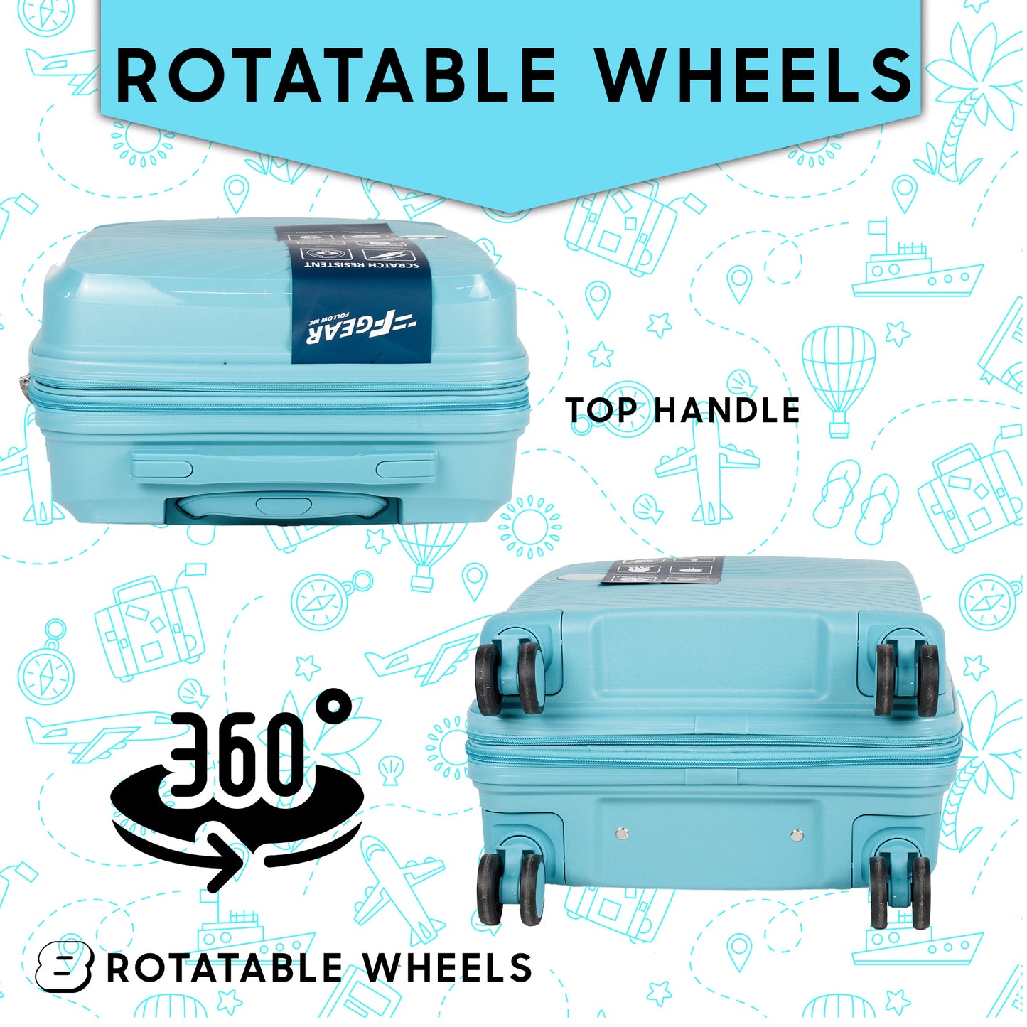 STV PP02 24" Turtle Blue Expandable Medium Check-in Suitcase