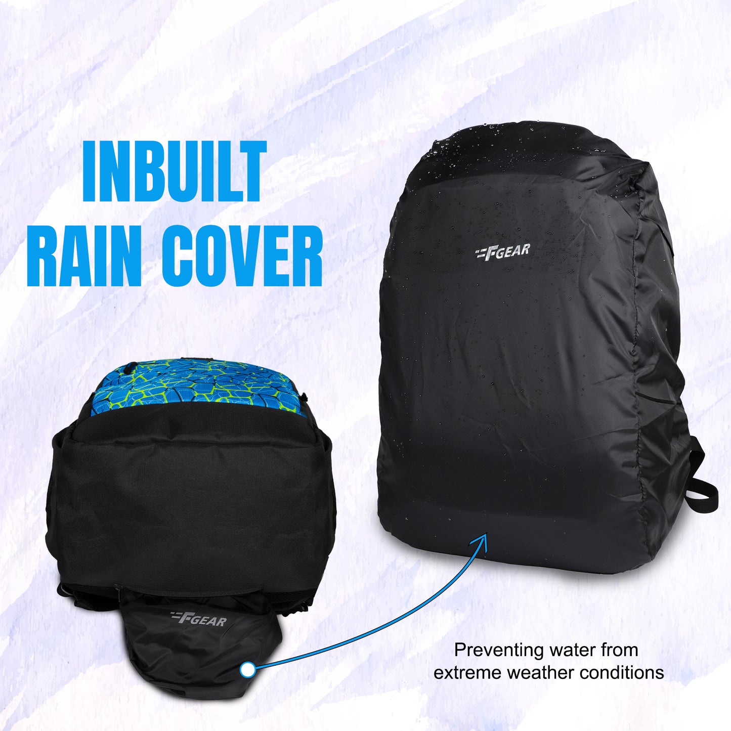 Brocken 34L Blue Nested Backpack with raincover