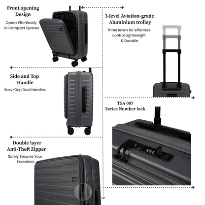 Sedona Small Cabin Pro Steel Grey 55 cms Front-Opening Strolley