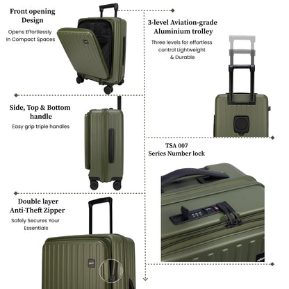 Montreal Small Cabin Pro Army Green 54 cms Front-Opening Strolley