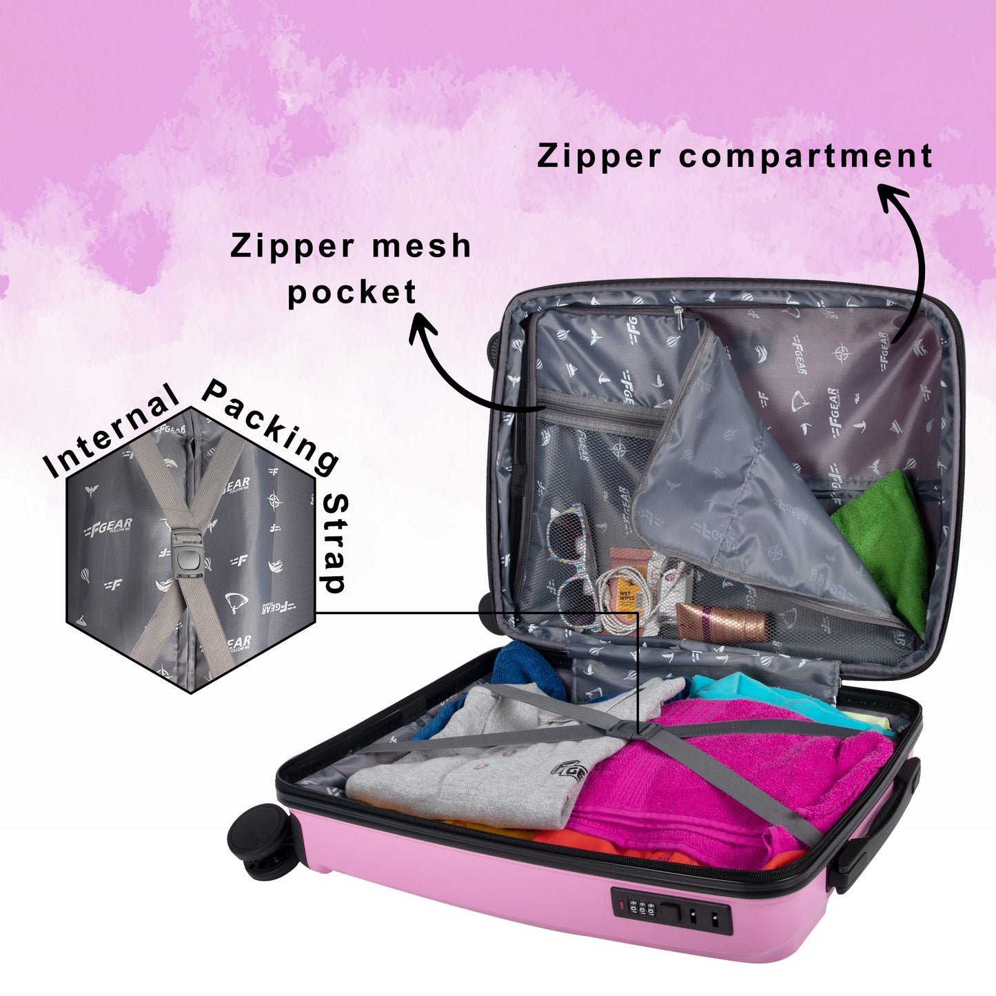 STV PP03 20" Pink Expandable Cabin (Small) Suitcase