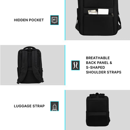 Brussels 21L Black Laptop Backpack
