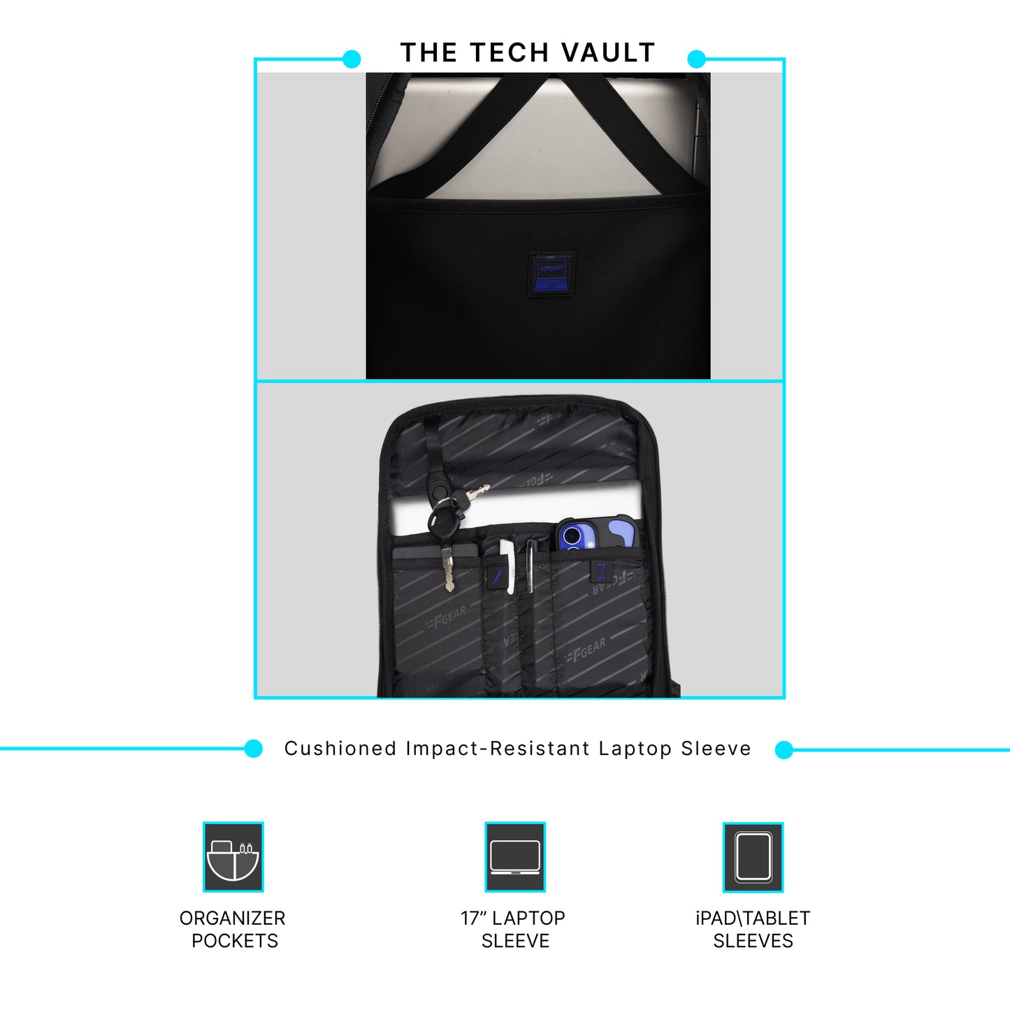 Lucerne 41L Black Tech Laptop Backpack