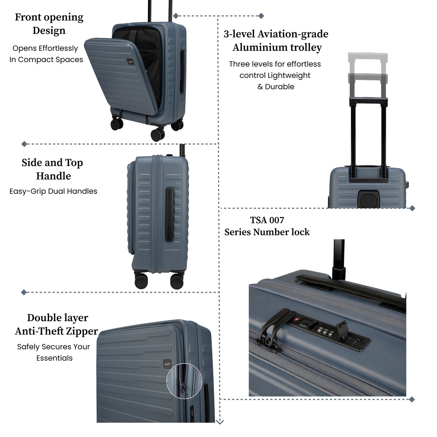 Sedona Small Cabin Pro Stone Blue 55 cms Front-Opening Strolley