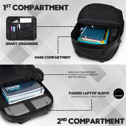 Luxur V2 27L Black Laptop Backpack with Raincover