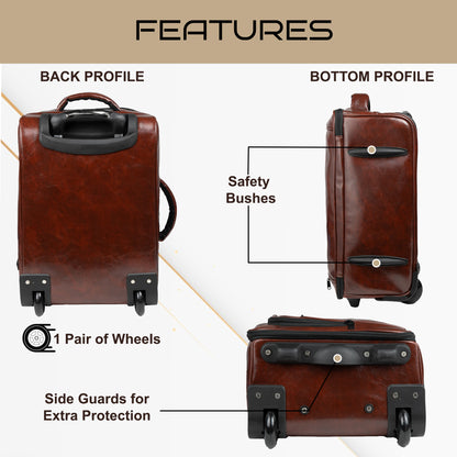 Marshal 22L Walnut Brown Art Leather Overnighter Pilot Laptop strolley